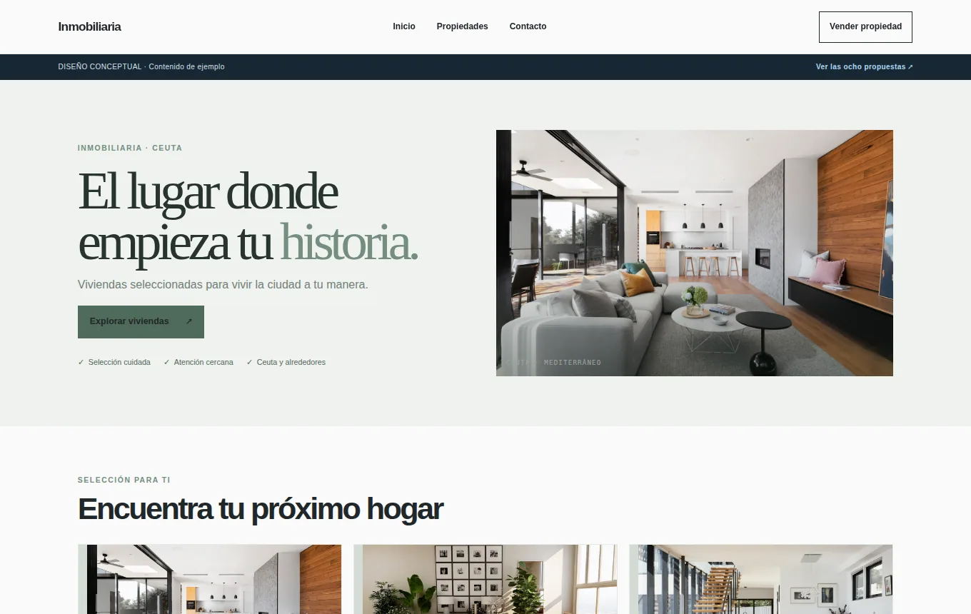 Vista previa de la demo Inmobiliaria: Landing inmobiliaria